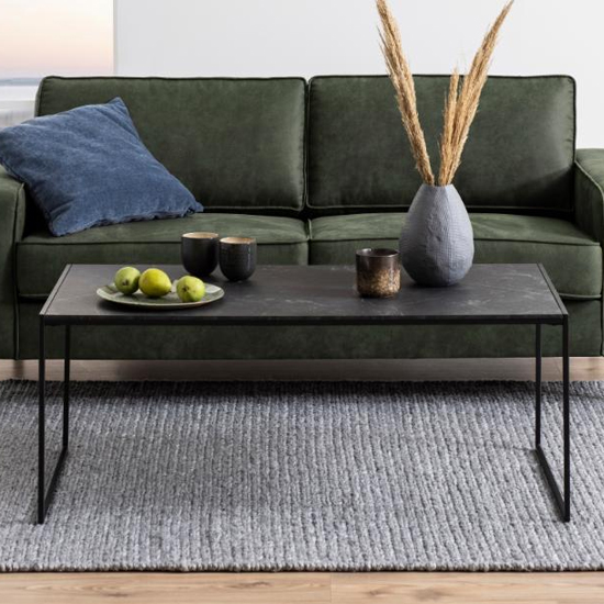 Read more about Infor rectangular wooden coffee table in black marble effect