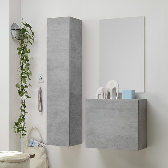 Infra Bathroom Furniture Set In Cement Effect With Storage Unit_2