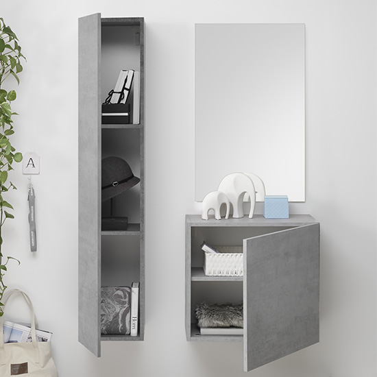 Infra Bathroom Furniture Set In Cement Effect With Storage Unit_3