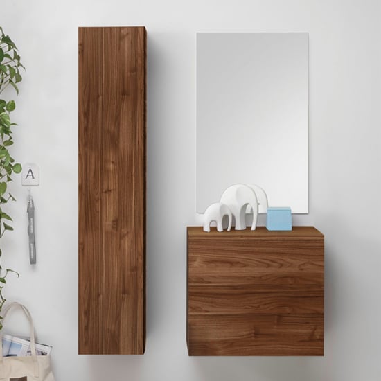 Infra Bathroom Furniture Set In Dark Walnut With Storage Unit