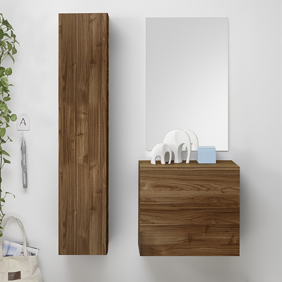 Infra Bathroom Furniture Set In Dark Walnut With Storage Unit