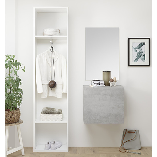 Infra Bathroom Furniture Set In Matt White And Cement Effect