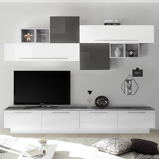 Read more about Infra large entertainment unit in white and grey high gloss