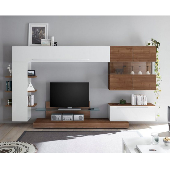 Infra Entertainment Unit In Dark Walnut And White High Gloss