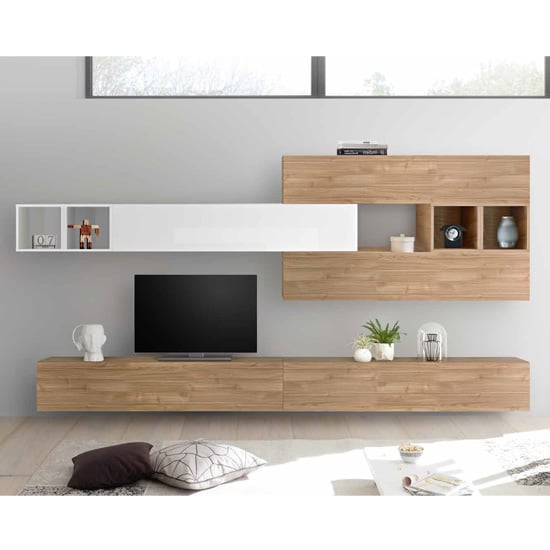Infra Entertainment Unit In White Gloss And Stelvio Walnut