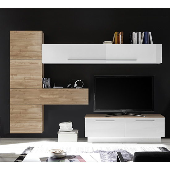 Infra Storage Unit TV Stand In White Gloss And Stelvio Walnut