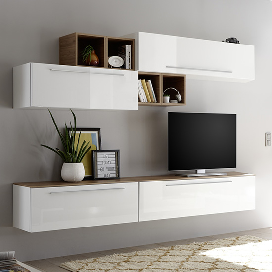 Infra TV Stand With Drawers In White Gloss And Stelvio Walnut_2