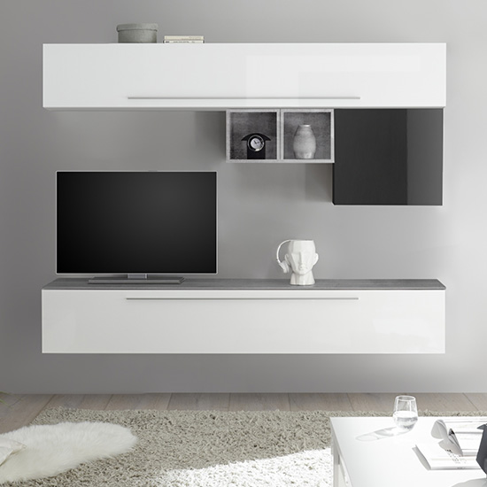 Infra Wall Entertainment Unit In White And Grey High Gloss