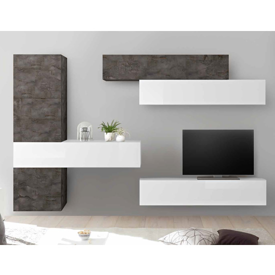Infra Wall Entertainment Unit In White Gloss And Oxide