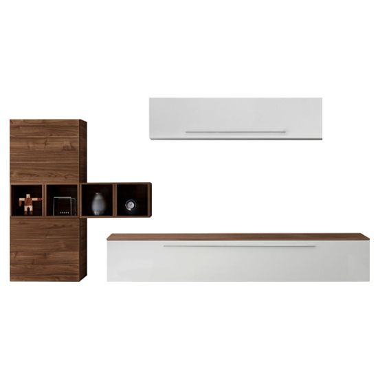 Infra Wall TV Unit And Shelves In White Gloss And Dark Walnut_2