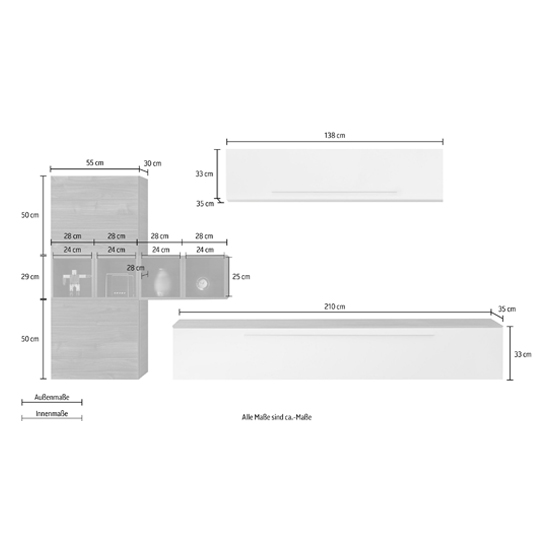 Infra Wall TV Unit And Shelves In White Gloss And Dark Walnut_3