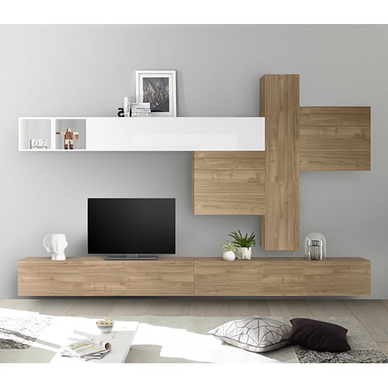 Infra Large Entertainment Unit In Stelvio Walnut And White Gloss