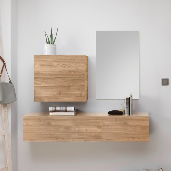 Infra Wooden Bathroom Furniture Set And Mirror In Stelvio Walnut