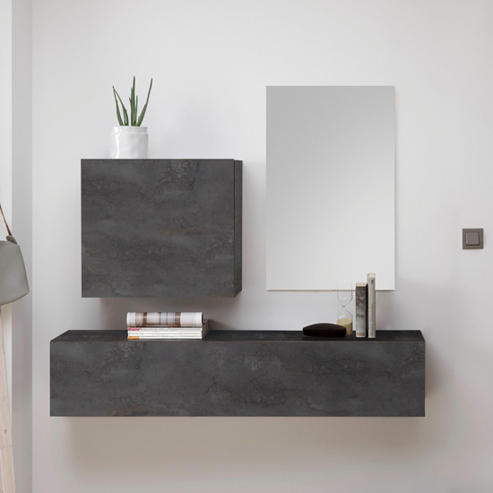 Infra Wooden Bathroom Furniture Set In Oxide And Mirror