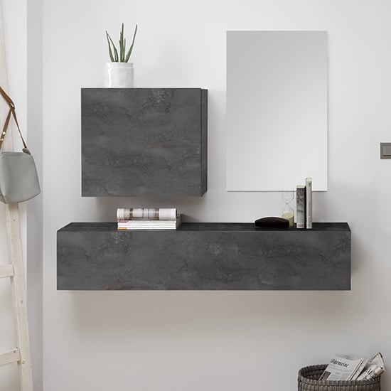 Infra Wooden Bathroom Furniture Set In Oxide And Mirror