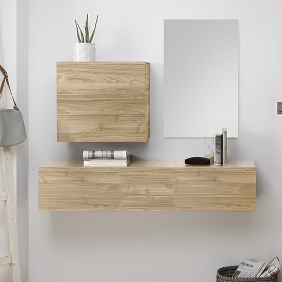 Infra Wooden Bathroom Furniture Set In Stelvio Walnut And Mirror
