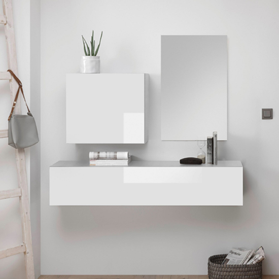 Infra Wooden Bathroom Furniture Set In White Gloss And Mirror_1