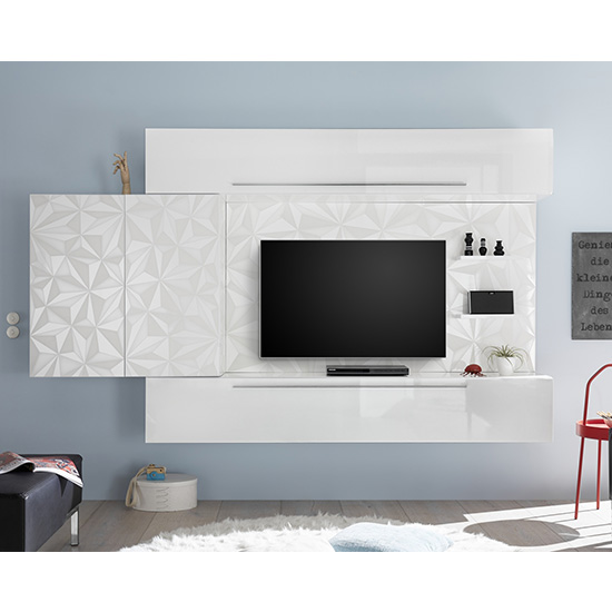 Product photograph of Infra Large Entertainment Unit In Serigraphed White High Gloss from Furniture in Fashion