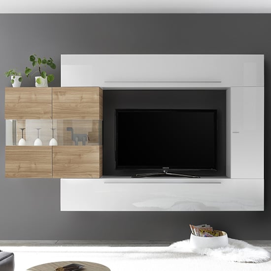 Infra Entertainment Unit In Stelvio Walnut And White Gloss