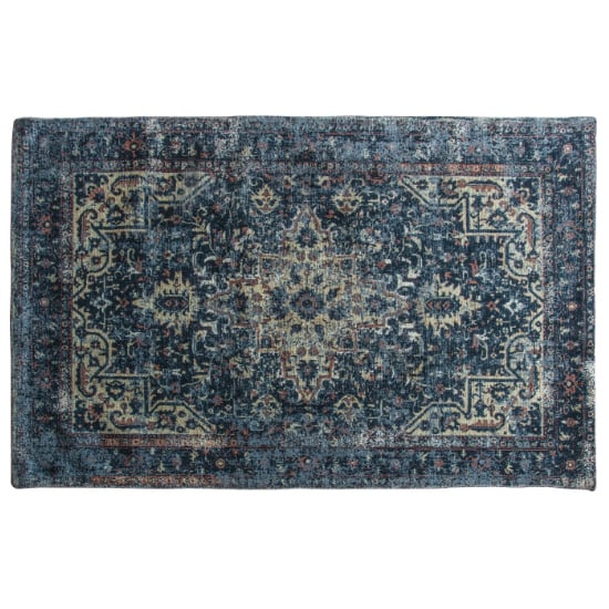 Ingles Large Rectangular Fabric Rug In Natural And Teal_1
