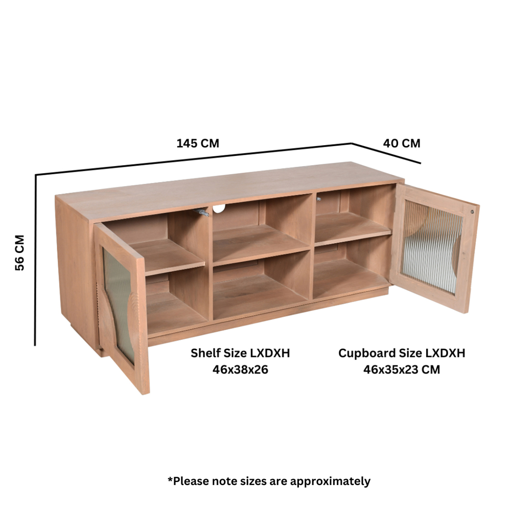 Inglewood Wooden TV Stand With 2 Doors In Natural
