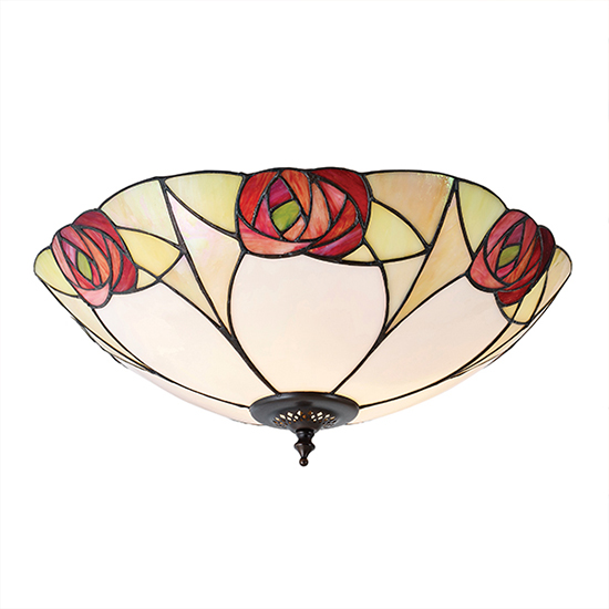 Ingram 2 Lights Tiffany Glass Flush Ceiling Light In Dark Bronze_4