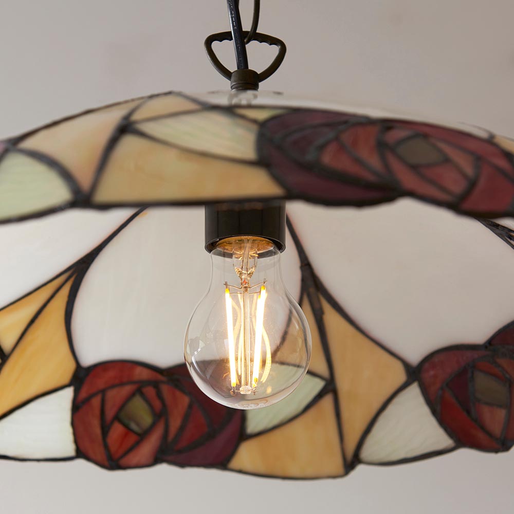 Ingram 3 Light Tiffany Glass Pendant Light In Satin Black