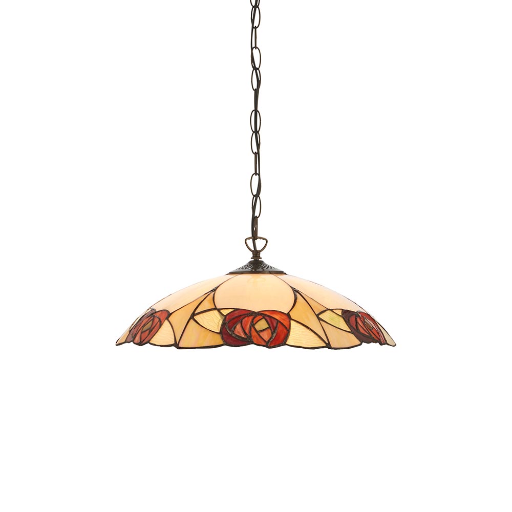 Ingram 3 Light Tiffany Glass Pendant Light In Satin Black