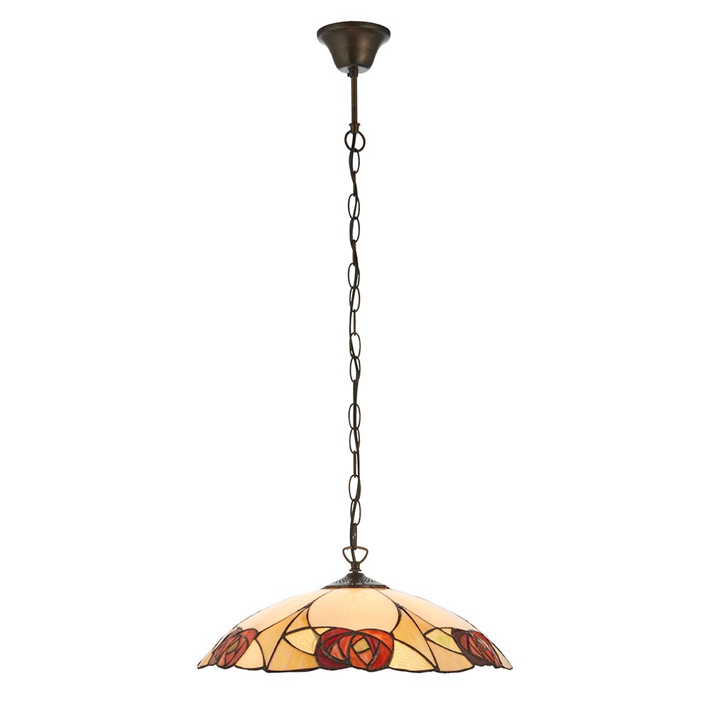 Ingram 3 Light Tiffany Glass Pendant Light In Satin Black