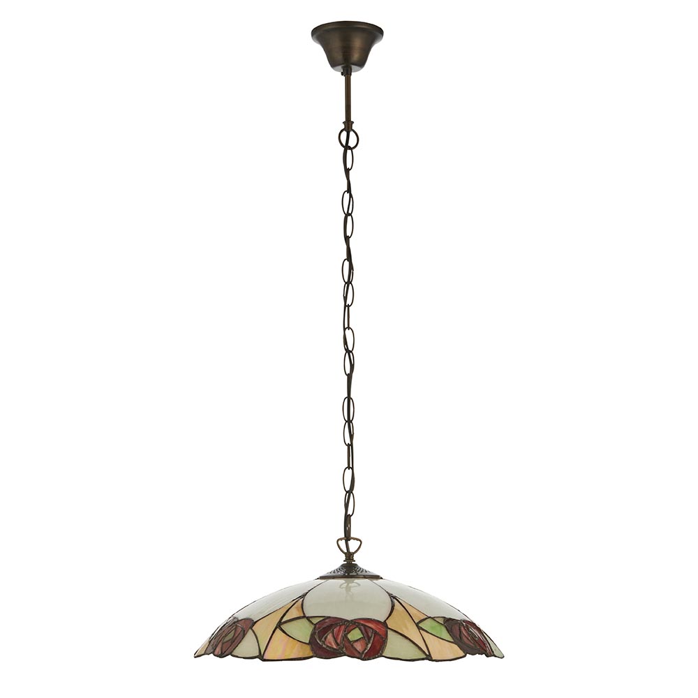 Ingram 3 Light Tiffany Glass Pendant Light In Satin Black