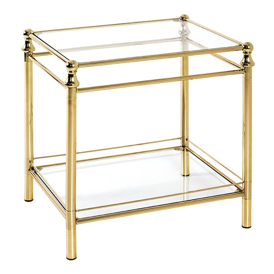 Photo of Inman clear glass side table in brass