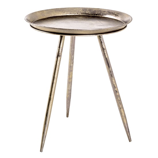 Photo of Inman large round metal side table in bronze