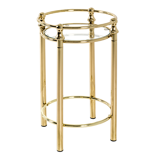 Inman Round Clear Glass Side Table In Brass_2