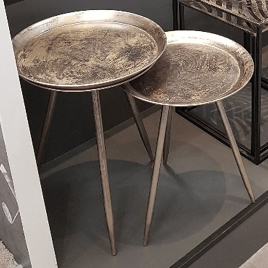 Read more about Inman round metal set of 2 side tables in bronze