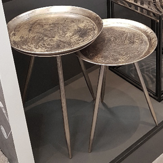 Inman Small Round Metal Side Table In Bronze