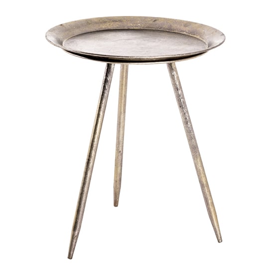 Photo of Inman small round metal side table in bronze