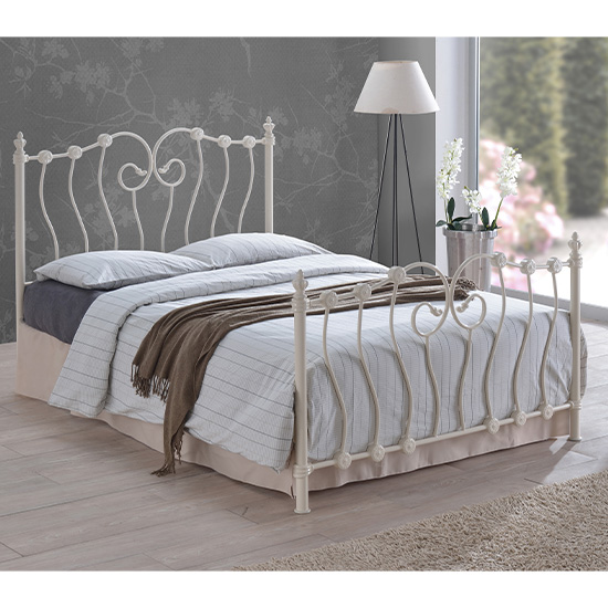 Photo of Inova designer metal double bed in ivory