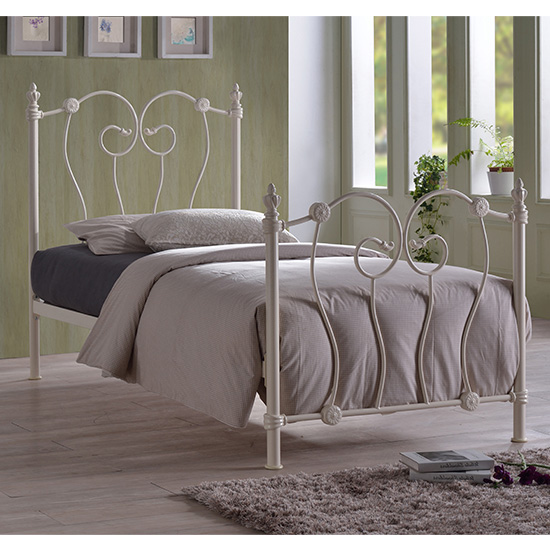 Product photograph of Inova Designer Metal Single Bed In Ivory from Furniture in Fashion