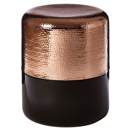 Intan Round Copper Aluminium Side Table With Black Glass Base_2