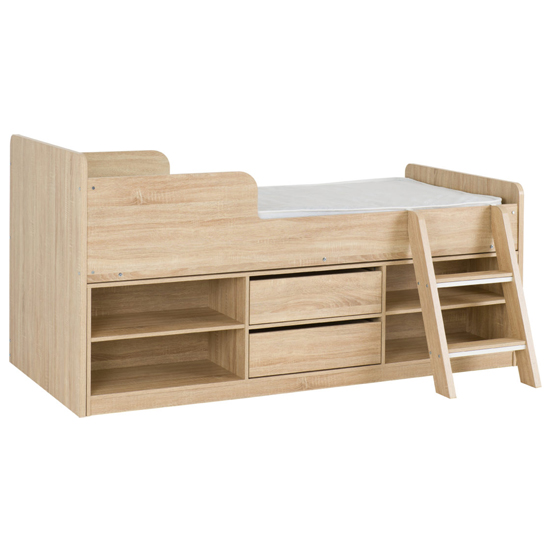 Earth Wooden Low Sleeper Bunk Bed In Light Sonoma Oak_2