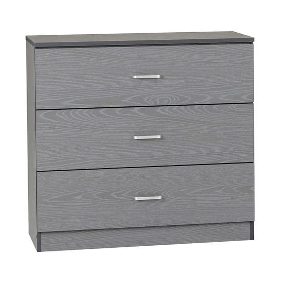 Earth Wooden Chest Of Drawers In Grey With 3 Drawers