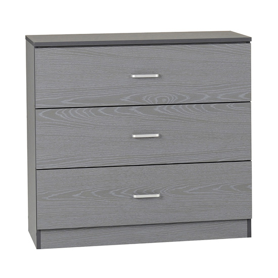 Earth Wooden Chest Of Drawers In Grey With 3 Drawers thumbnail