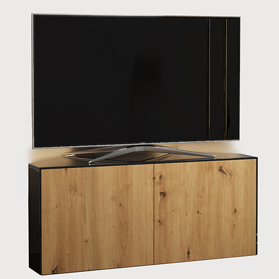 Intel Corner LED TV Stand In Black Gloss And Oak_2