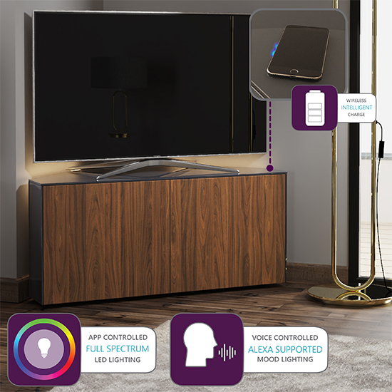 Intel Corner LED TV Stand In Black Gloss And Walnut_4