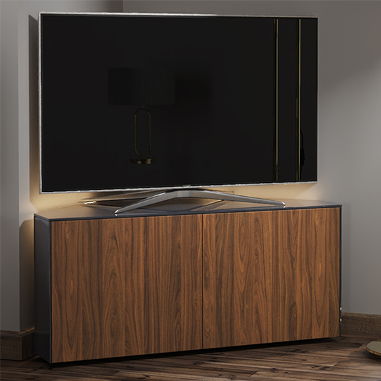 Read more about Intel corner led tv stand in grey gloss and walnut