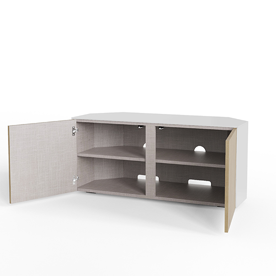 Intel Corner LED TV Stand In White Gloss And Oak_3