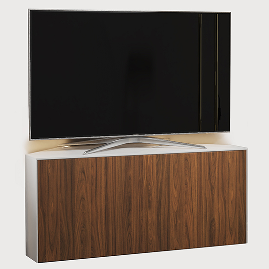 Intel Corner LED TV Stand In White Gloss And Walnut_2