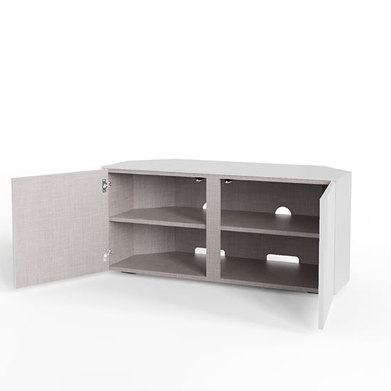 Intel Corner LED TV Stand In White Gloss With Wireless Charging_3