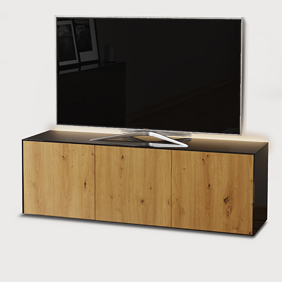 Intel Large LED TV Stand In Black Gloss And Oak_2