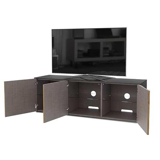 Intel Large LED TV Stand In Black Gloss And Oak_3